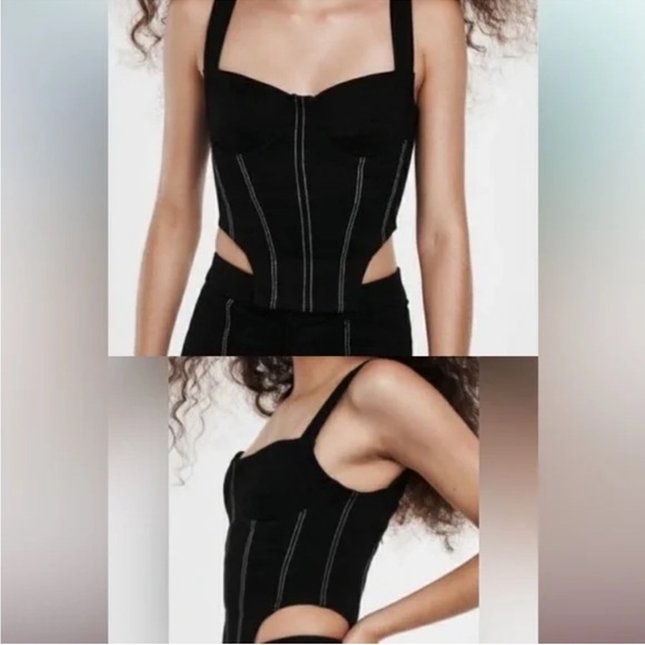 Zara Black Top with White Stitching - Picture 4 of 16